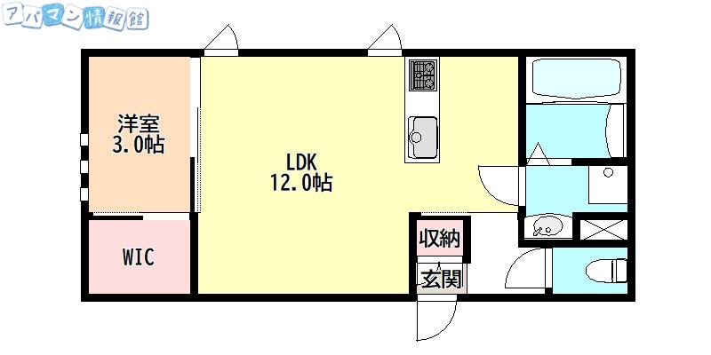 ブローテ万代(1LDK/1階)の間取り写真