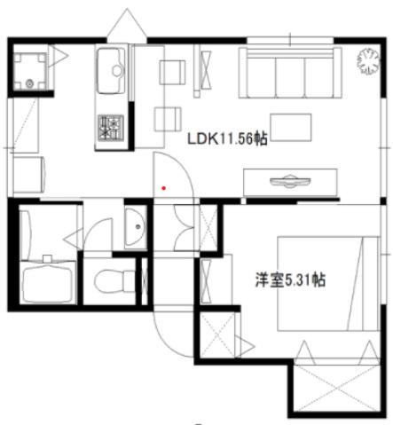 ヴァイスハイム(1LDK/1階)の間取り写真