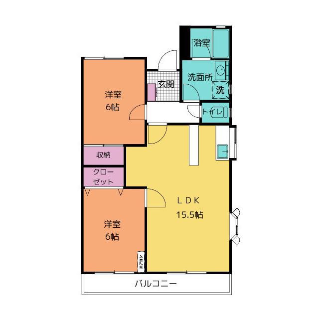 タウンヒル芹沢90(2LDK/3階)の間取り写真