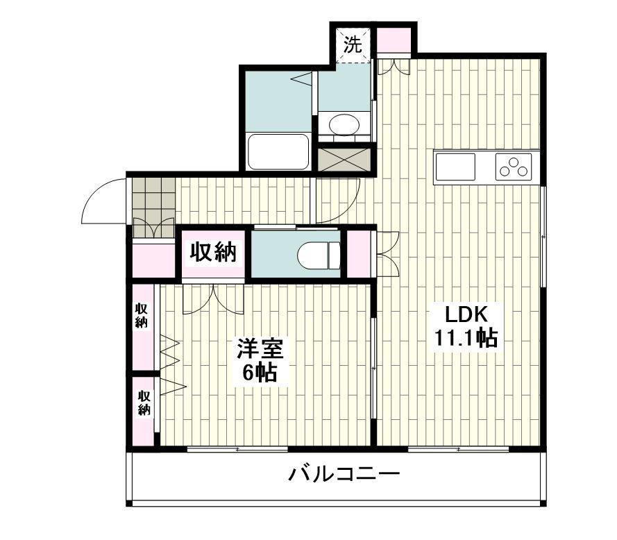 ESCALA新杉田(1LDK/1階)の間取り写真