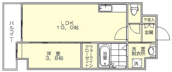 ルッシェ竹下駅前(1LDK/3階)の間取り写真