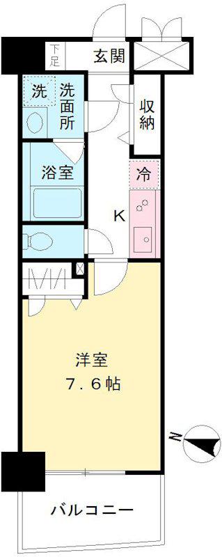 ファウンテン(1K/7階)の間取り写真