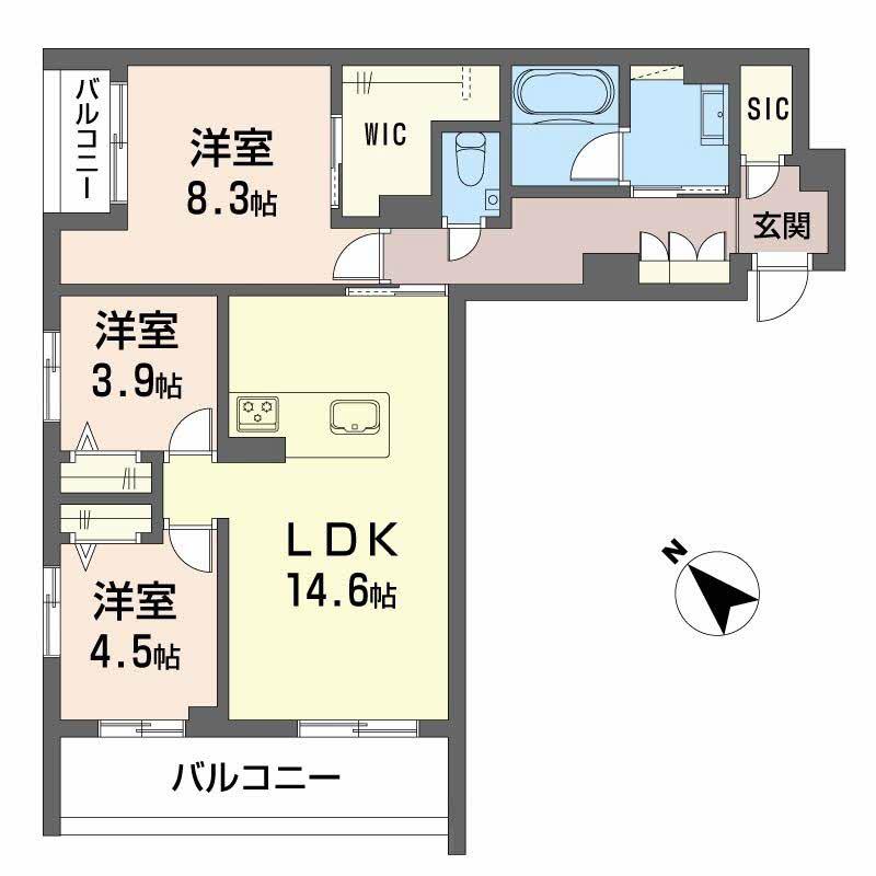 シャーメゾン トレゾール(3LDK/2階)の間取り写真