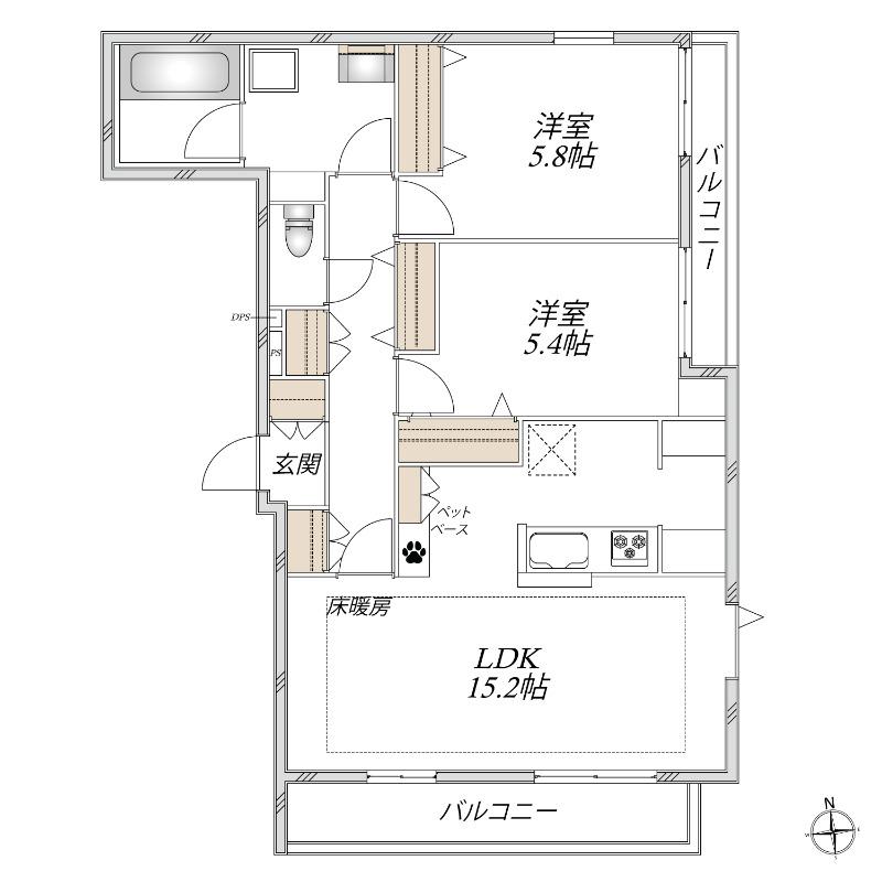 荒川区東日暮里メゾン(2LDK/3階)の間取り写真