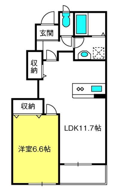 エクセルコート(1LDK/1階)の間取り写真