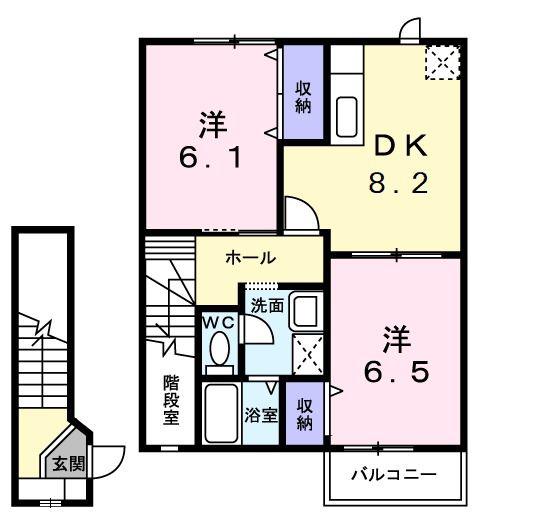 アーバンハイツI(2DK/2階)の間取り写真