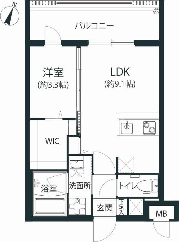 警固ビューアパートメント(1LDK/3階)の間取り写真