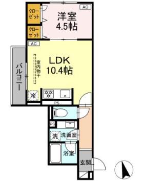 カルニュ(1LDK/2階)の間取り写真