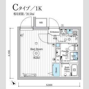 マキシヴ クロス川崎大師デュエ(1K/2階)の間取り写真