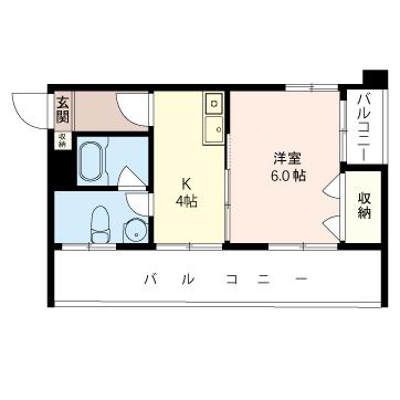 桜台フラット(1K/4階)の間取り写真