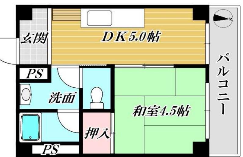 エメラルド立花II(2DK/2階)の間取り写真