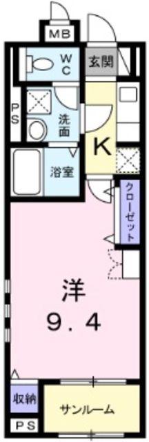 BONDS SHIP(1K/1階)の間取り写真
