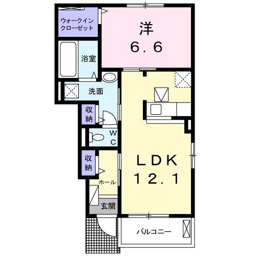 ラ・メール A(1LDK/1階)の間取り写真