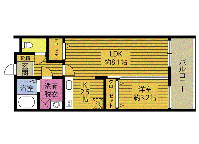 VILLA YS(1LDK/2階)の間取り写真