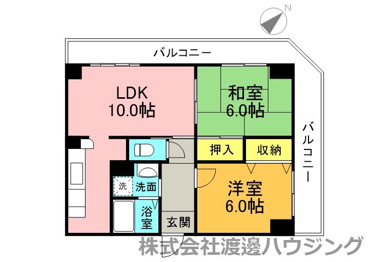 フロレアール都島(2LDK/3階)の間取り写真