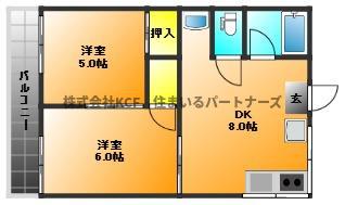 ルナ・クオーレ(2DK/1階)の間取り写真