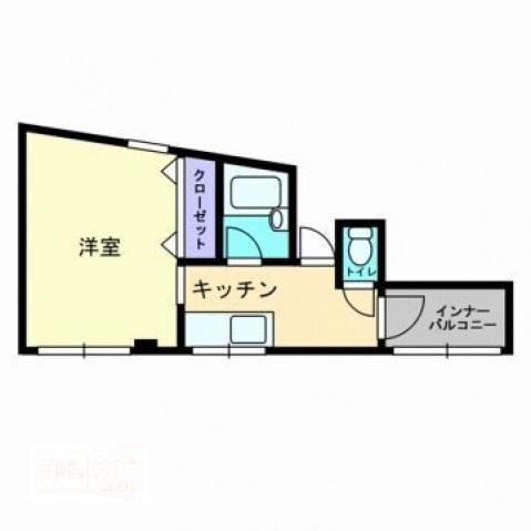 宮脇第15マンション(1K/4階)の間取り写真