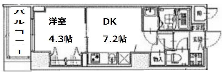S-RESIDENCE堺筋本町UNO(1DK/2階)の間取り写真