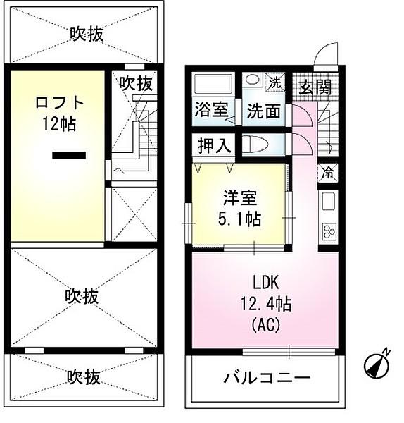 TRAYS(1LDK/1階)の間取り写真