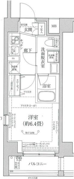 ティモーネプレミアム立川(1K/3階)の間取り写真