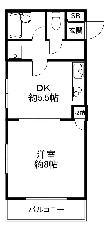 エルシオン弥生(1DK/2階)の間取り写真