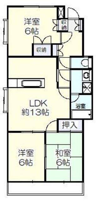 サンライズ中瀬(3LDK/2階)の間取り写真