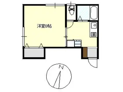 ハウス若杉(1K/2階)の間取り写真