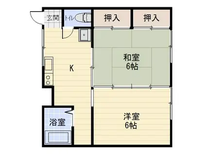 フレンドK(2K/2階)の間取り写真