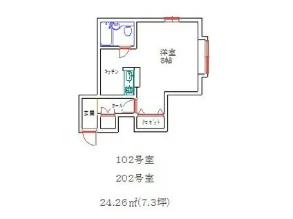 レンテム水島(ワンルーム/1階)の間取り写真