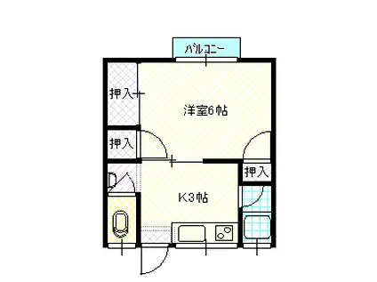 富士荘(1K/2階)の間取り写真