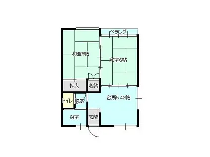 鼻和荘(2DK/2階)の間取り写真