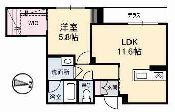 HIRA TERRACE(1LDK/1階)の間取り写真