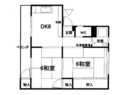 グリーンハイツ6棟(2DK/2階)の間取り写真