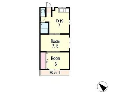 宮城ハイツ(2DK/2階)の間取り写真