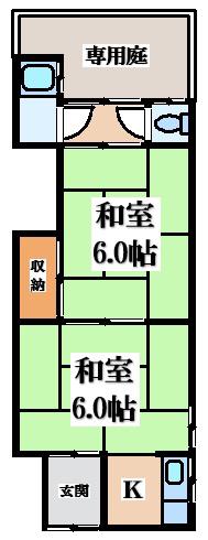 都之荘(2K/1階)の間取り写真