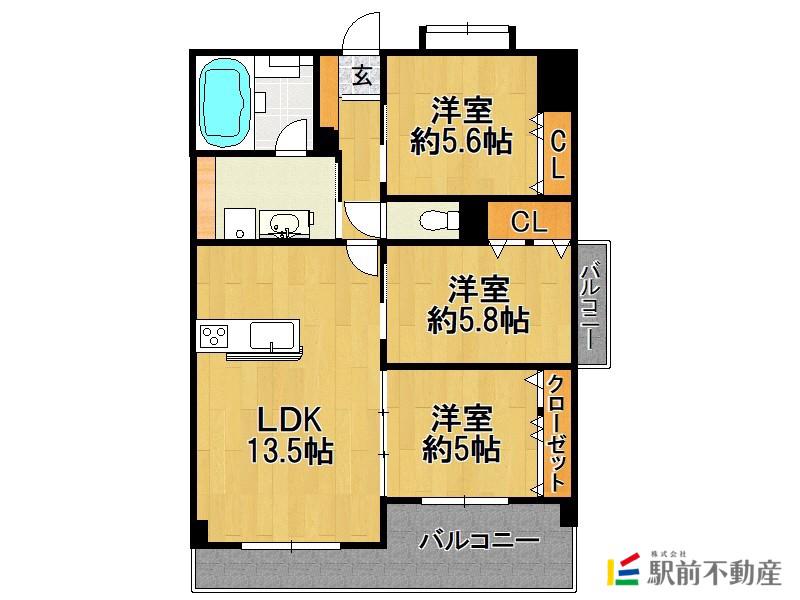 ラ・プルミエール(3LDK/3階)の間取り写真