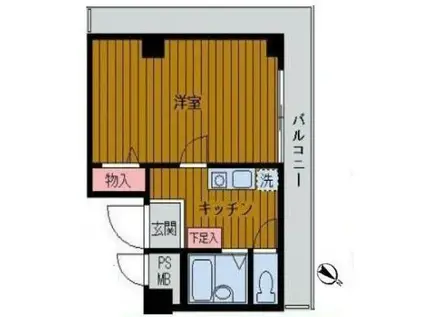 プレール三田(1K/5階)の間取り写真