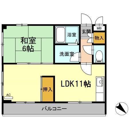 ドゥエル・杉野(1LDK/2階)の間取り写真