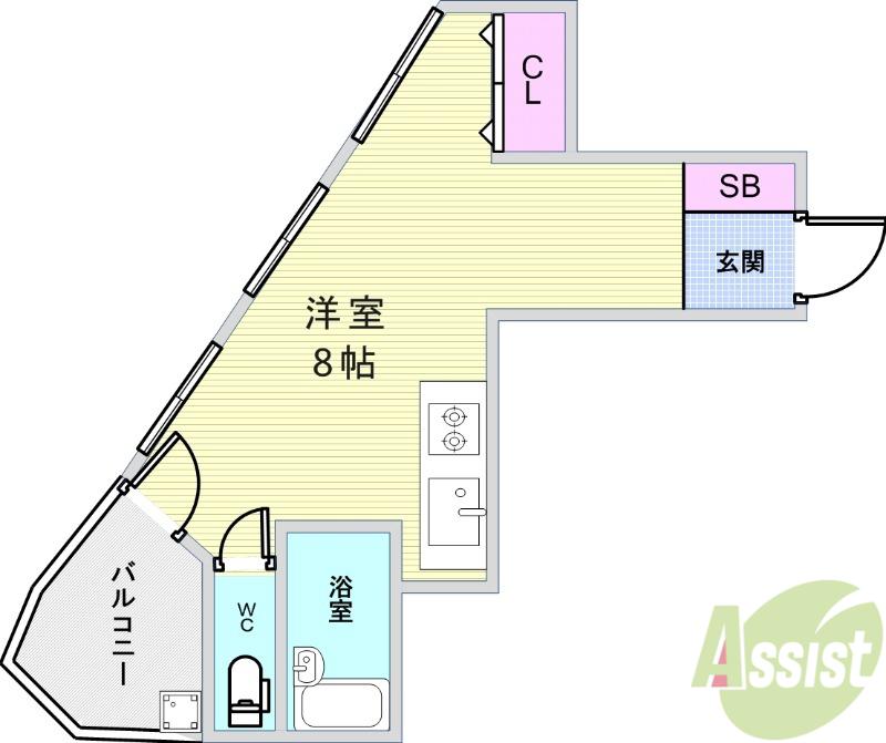 クリスタルビュー豊中南(ワンルーム/4階)の間取り写真