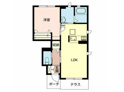 シャーメゾン荒川(1LDK/1階)の間取り写真