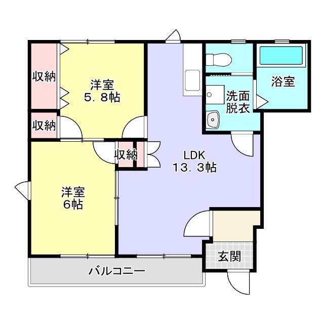 セントレアハイツナカムラ(2LDK/1階)の間取り写真