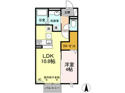 メゾン ラ・ヴェリテ B(1LDK/1階)の間取り写真