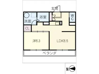 スペースヒルズ(1LDK/2階)の間取り写真