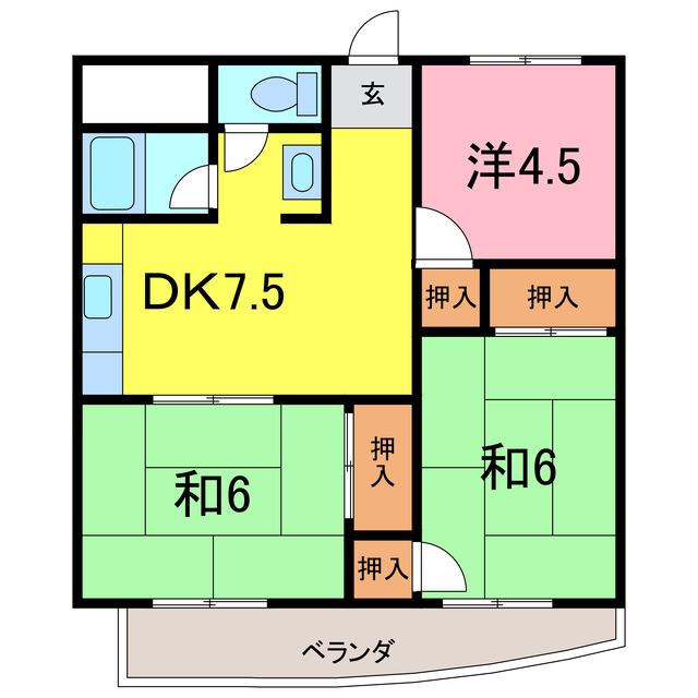 メゾンソレイユ(3DK/3階)の間取り写真