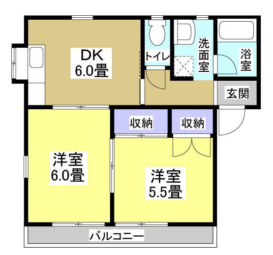 クローバーA(2DK/2階)の間取り写真