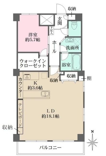 藤和ハイタウン新宿(1LDK/7階)の間取り写真