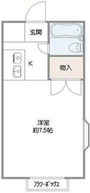 クロノス茅ヶ崎(ワンルーム/2階)の間取り写真