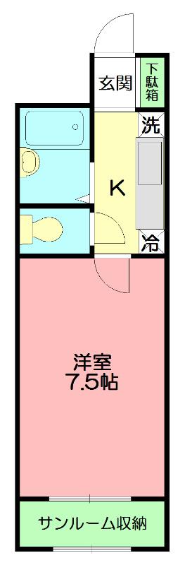 メゾン3ブリッジ2番館(1K/1階)の間取り写真