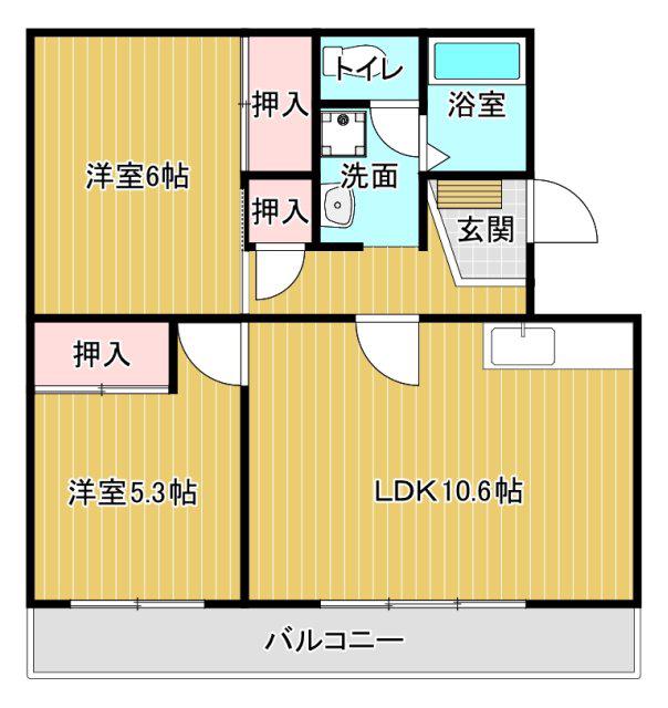 ラフォーレ向平(2LDK/2階)の間取り写真