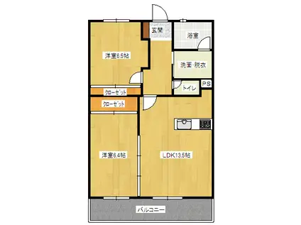 サウザンド・クレイン(2LDK/2階)の間取り写真